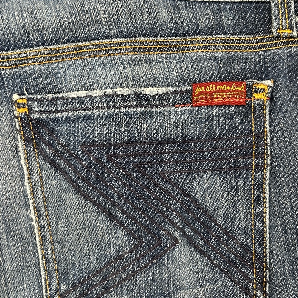 7 For All Mankind Women's Dark Blue Boot Cut Jeans - Picture 4 of 9